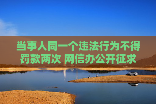 当事人同一个违法行为不得罚款两次 网信办公开征求意见