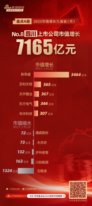 A股2025市值增长九强省盘点：四川省一半市值增长依赖新易盛 白酒与能源企业拖累市值表现