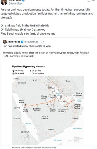 市场“高兴得太早”？阿联酋、伊拉克油气田战后首次遭袭、关键替代港口富查伊拉再遇袭