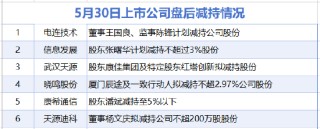 5月30日增减持汇总：信息发展等6股减持 当日暂无公司增持（表）