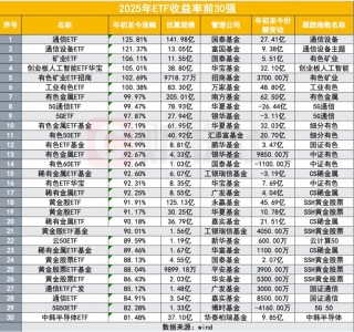 2025公募业绩放榜！233%冠军基创造历史，主动权益包揽前十，中小基金公司崛起