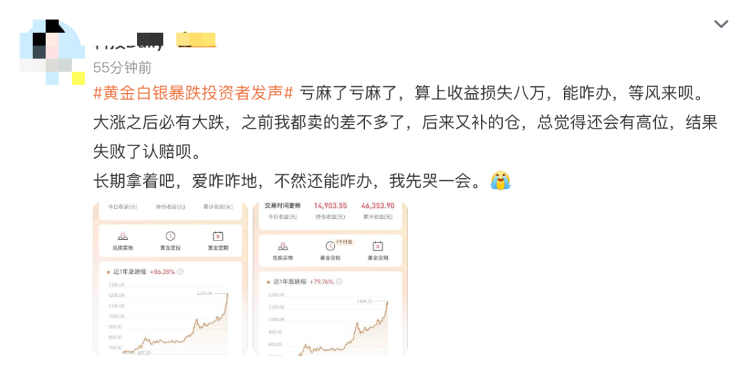 首饰金一夜大跌上百元!金价暴跌冲上热搜,投资者:亏麻了 第10张 首饰金一夜大跌上百元!金价暴跌冲上热搜,投资者:亏麻了 第10张