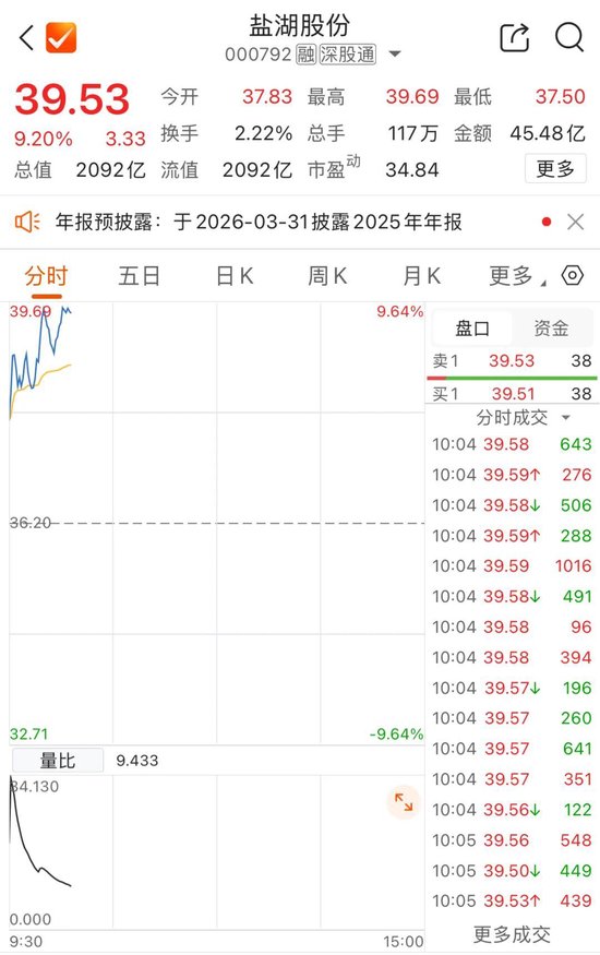 2000亿市值巨头盐湖股份,冲涨停 第1张 2000亿市值巨头盐湖股份,冲涨停 第1张
