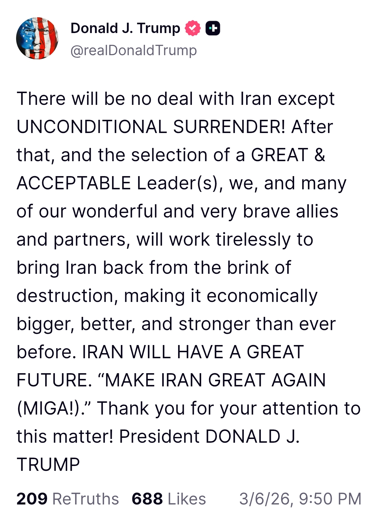 3月7日外盘头条:特朗普要求伊朗“无条件投降” Claude用户增长持续 美航司不再对冲燃料成本 第2张 3月7日外盘头条:特朗普要求伊朗“无条件投降” Claude用户增长持续 美航司不再对冲燃料成本 第2张